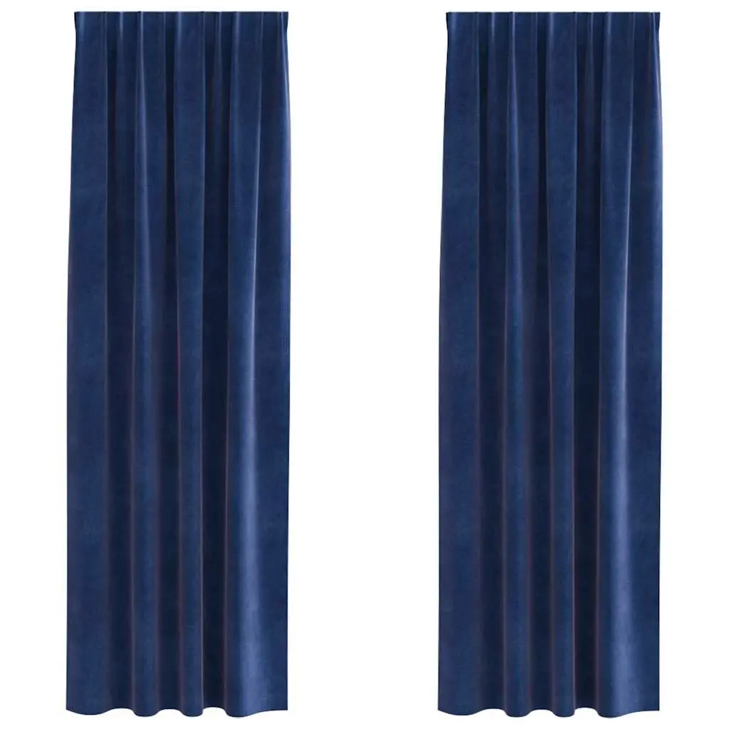 Blackout Curtains Dark Blue 140 x 245 cm Velvet Light Blocking Window Treatment 2 Piece