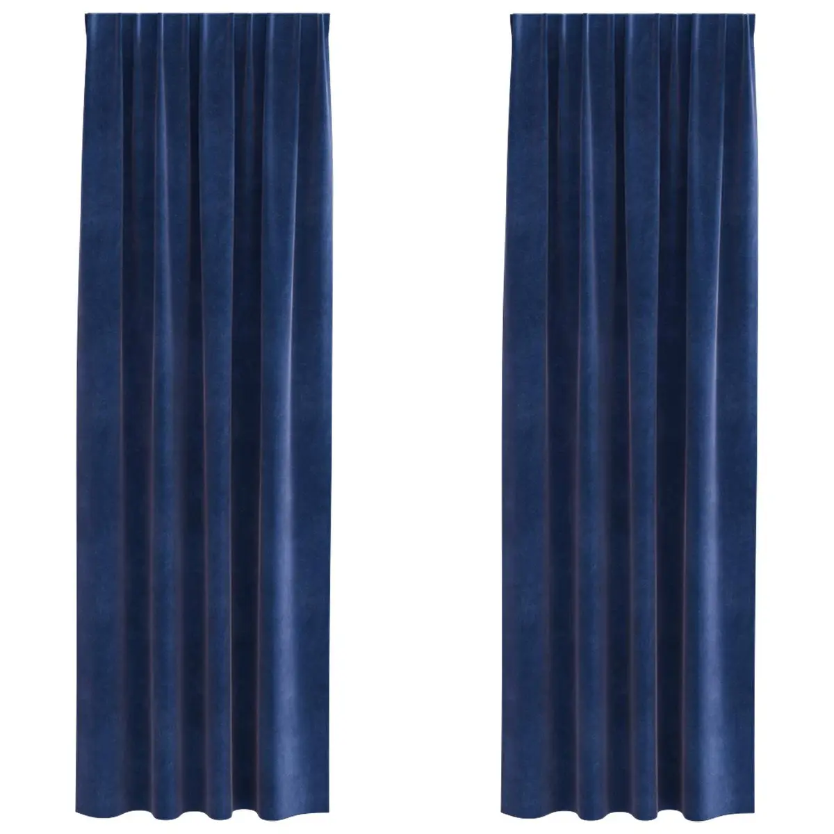 Velvet Curtains Dark Blue 140 x 260 cm Blackout Window Drapes