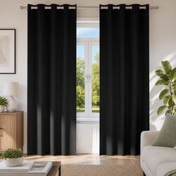 Essential Blackout Curtains Set, 2 pcs Black 245 x 140 cm