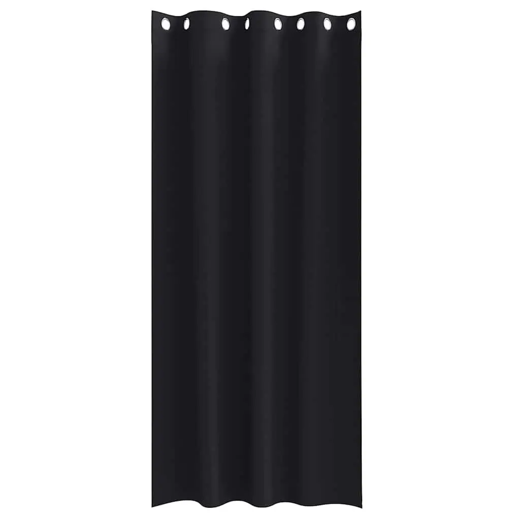 Blackout Curtains Black 245 x 140 cm Hook and Ring System 2 pcs