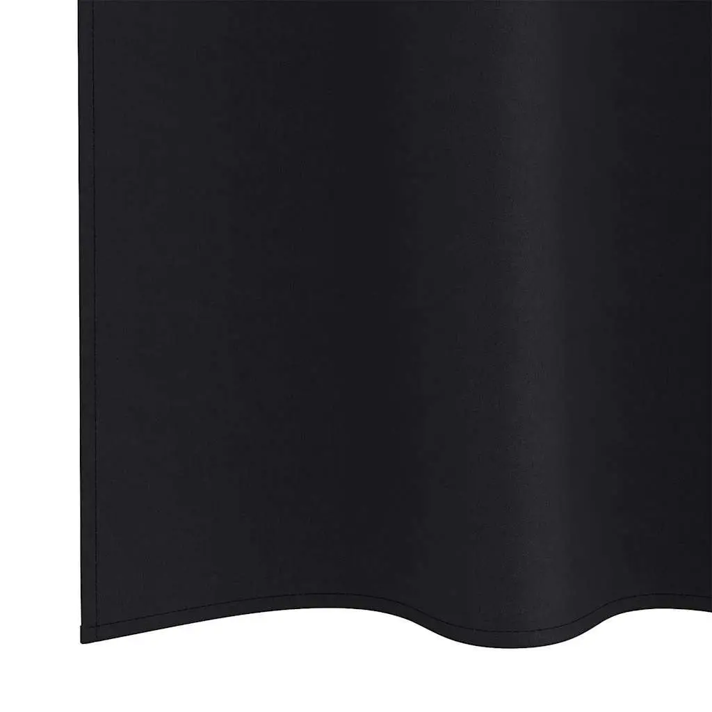 Blackout Curtains Black 245 x 140 cm Hook and Ring System 2 pcs