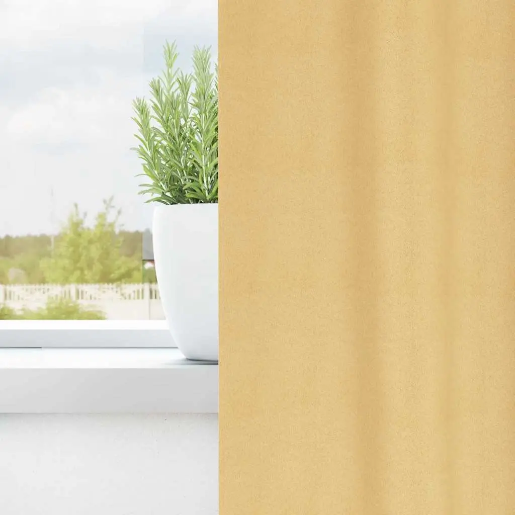 Blackout Curtains Beige 245 x 140 cm 2 pcs Hook and Ring System Modern Window Drapes