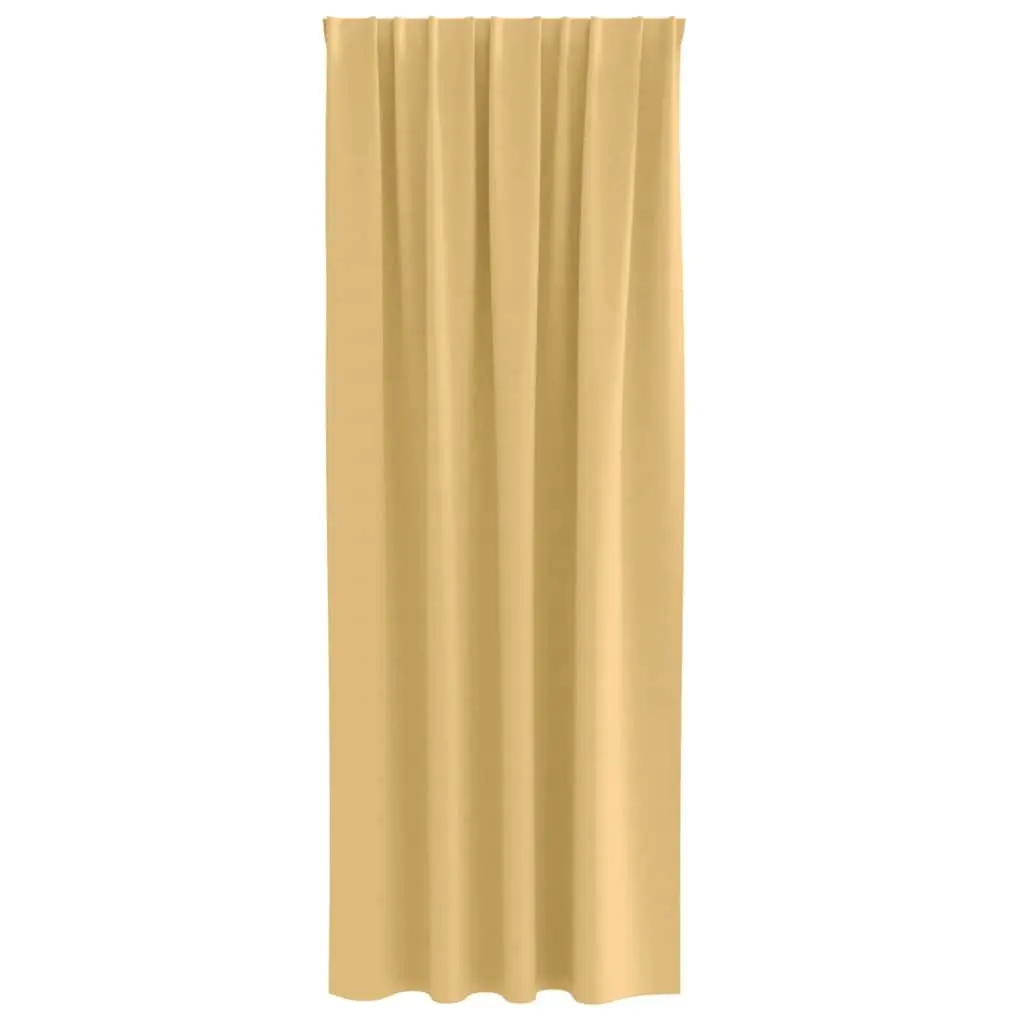 Blackout Curtains Beige 245 x 140 cm 2 pcs Hook and Ring System Modern Window Drapes