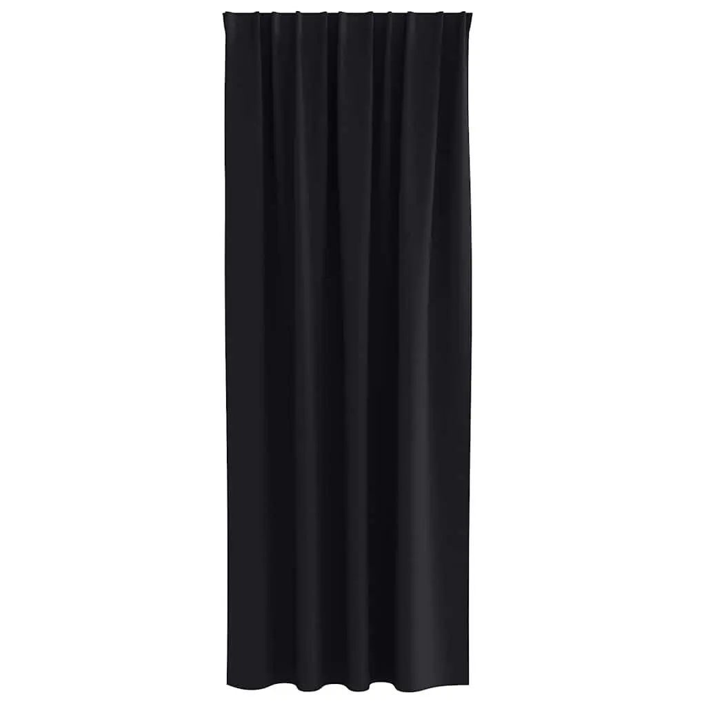 Blackout Curtains with Rings 2 pcs Black 245 x 140 cm Window Drapes Rod