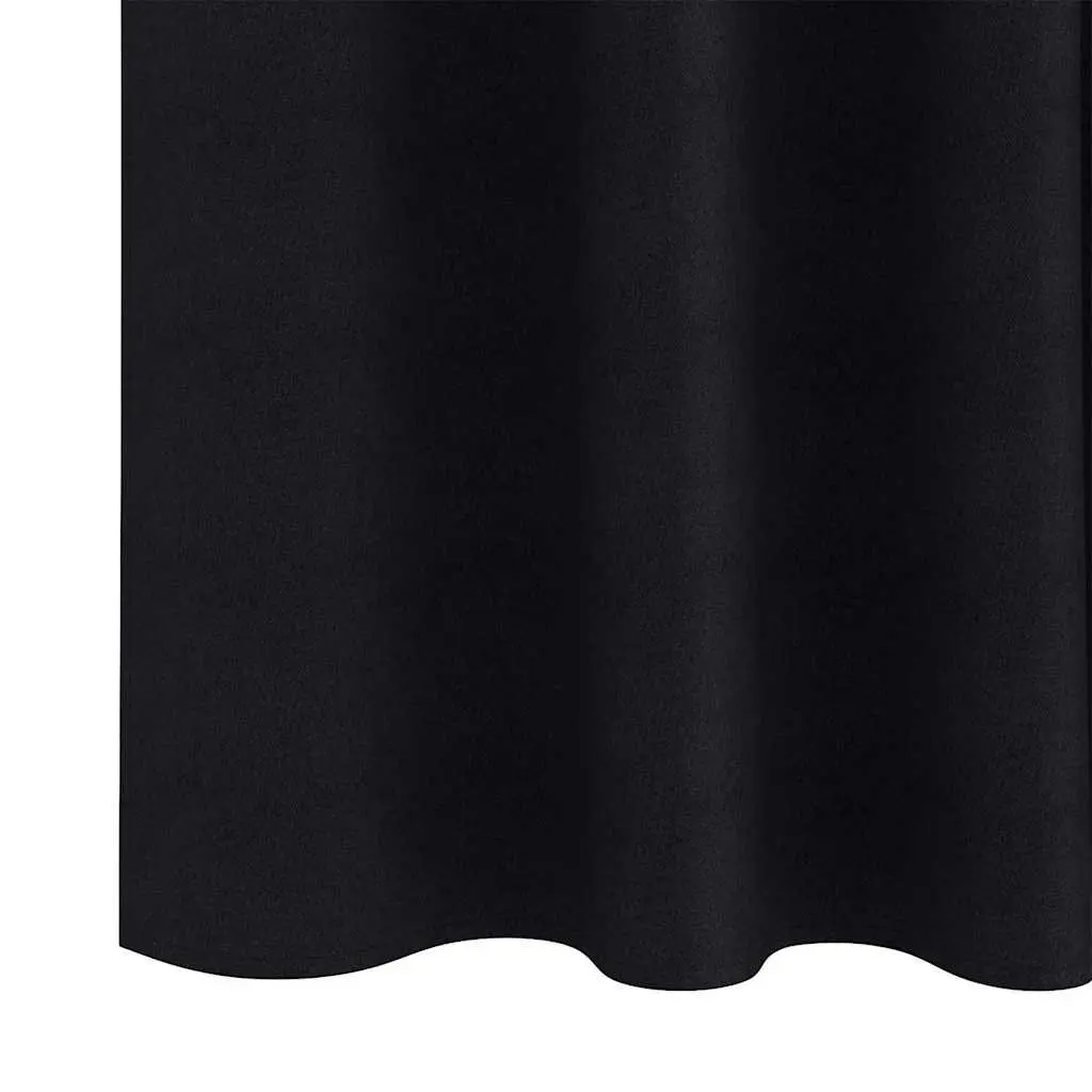 Blackout Curtains with Rings 2 pcs Black 245 x 140 cm Window Drapes Rod