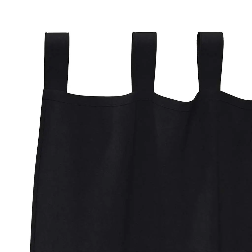 Blackout Curtains Black 245 x 140 cm Hook and Ring System 2 Piece Window Treatment Drapes
