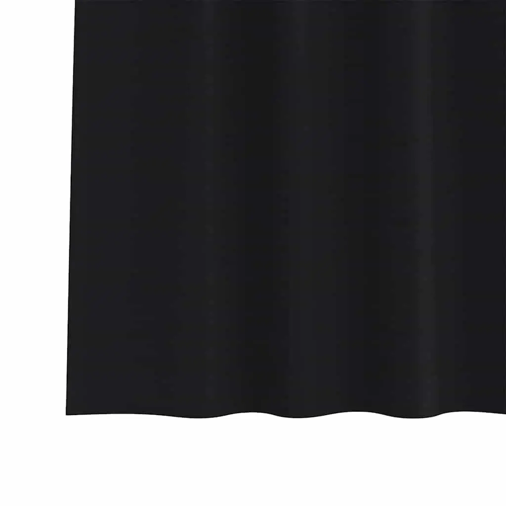 Blackout Curtains Black 245 x 140 cm Hook and Ring System 2 Piece Window Treatment Drapes