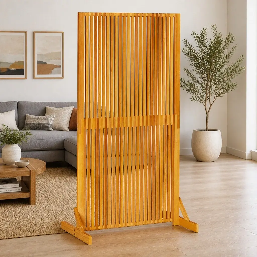 Privacy Screen Room Divider Folding Solid Wood Indoor Outdoor Patio Garden 150cm