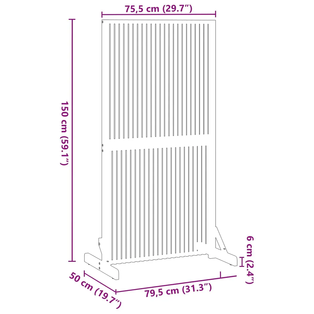 Privacy Screen Room Divider Folding Solid Wood Indoor Outdoor Patio Garden 150cm