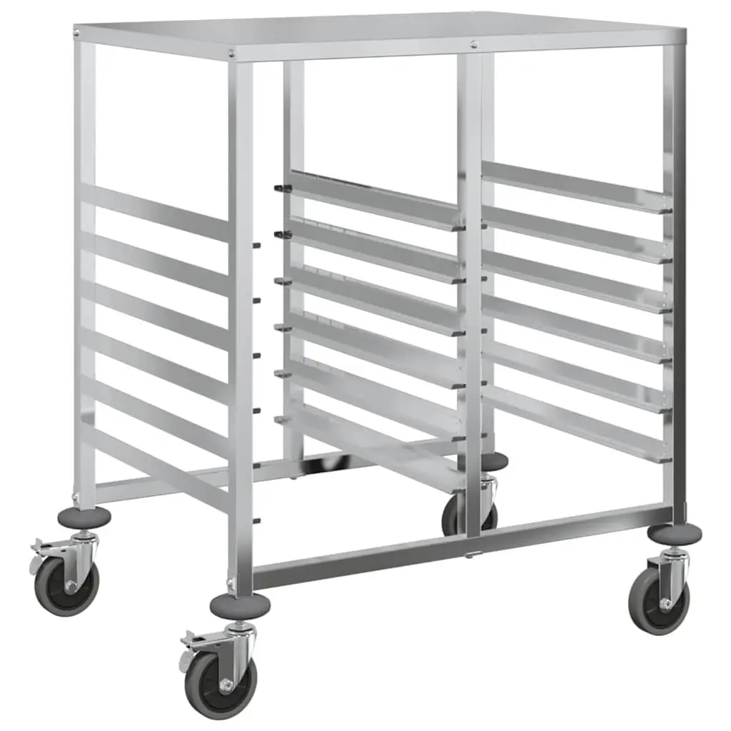 Tray Trolley Kitchen Dining Service Cart GN Containers Stainless Steel Silver