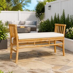 Your New Outdoor Companion: Brown Bamboo Bench 110x38x65cm
