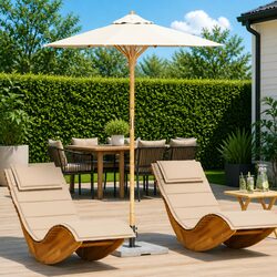 Compact Garden Parasol with Bamboo Frame - 180cm