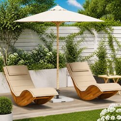 Simple Round Garden Parasol Cream White Ø 217 x 230 cm for Outdoor Enjoyment
