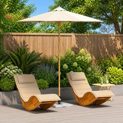 Concise and Functional Garden Parasol with Bamboo Frame