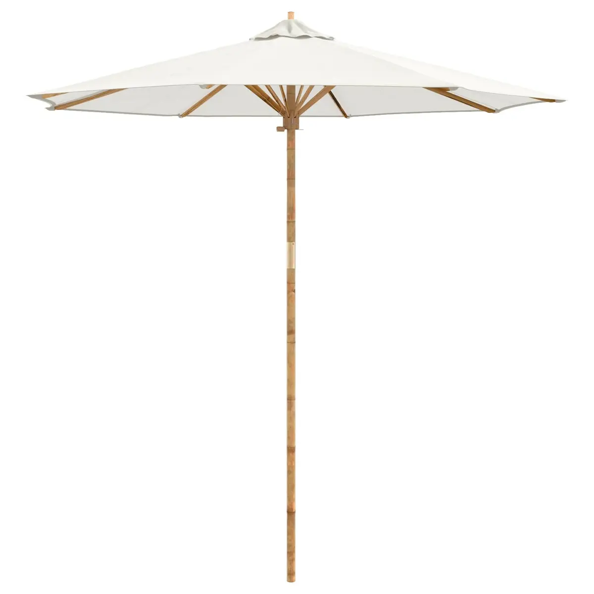Garden Parasol Cream White Round Canopy UV-resistant Polyester Bamboo Frame Detachable Pole