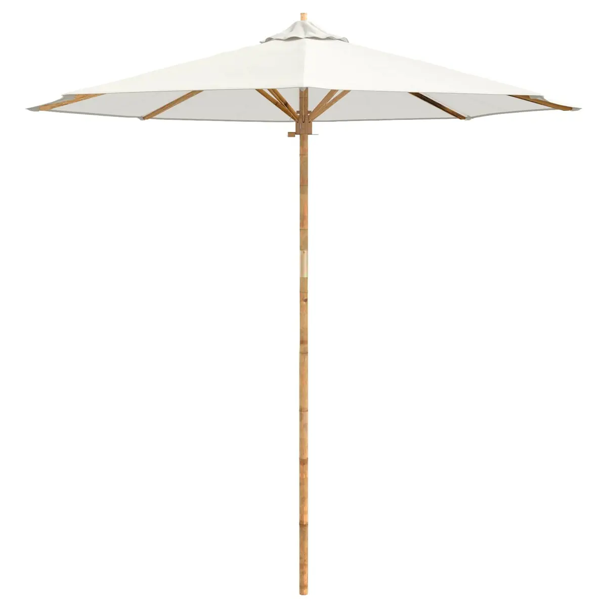 Garden Parasol Cream White Round Canopy UV-resistant Polyester Bamboo Frame Detachable Pole