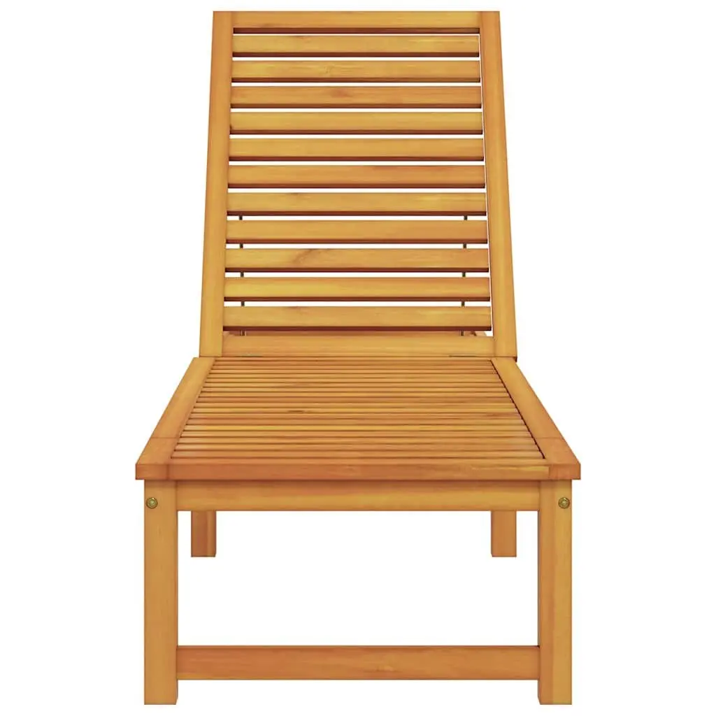 Sun Lounger Brown Acacia Wood Multi-position Adjustable Backrest