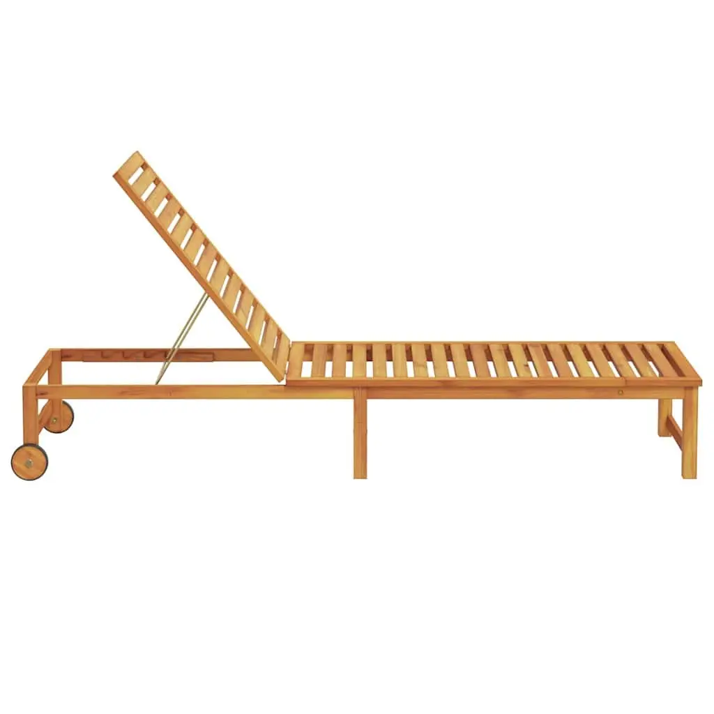 Sun Lounger Brown Acacia Wood Multi-position Adjustable Backrest