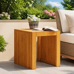 Compact Solid Teak Wood Side Table for Versatile Use
