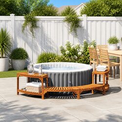 Half-Round Hot Tub Surround: Durable Acacia Wood Design