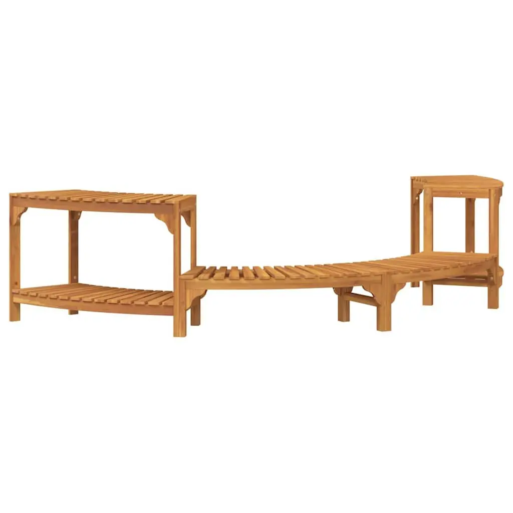 Hot Tub Surround Brown Acacia Wood Half-Round Outdoor Spa Deck 252x112x55.5cm