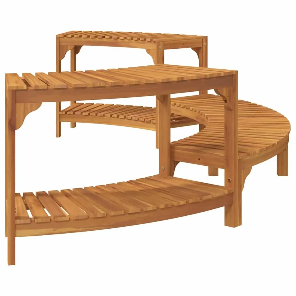 Hot Tub Surround Brown Acacia Wood Half-Round Outdoor Spa Deck 252x112x55.5cm