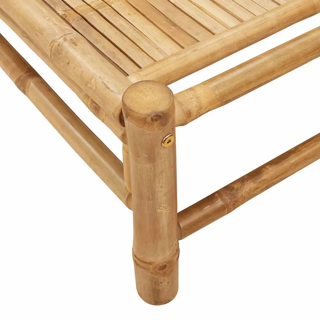 Sun Lounger Bamboo Outdoor Lounge Chair Adjustable Backrest Garden Patio Pool