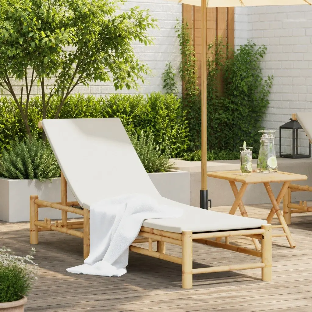 Sun Lounger Brown Adjustable Backrest Cushions Outdoor Garden Patio Furniture