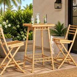 Compact Bamboo Square Bar Table 55x55x100 cm
