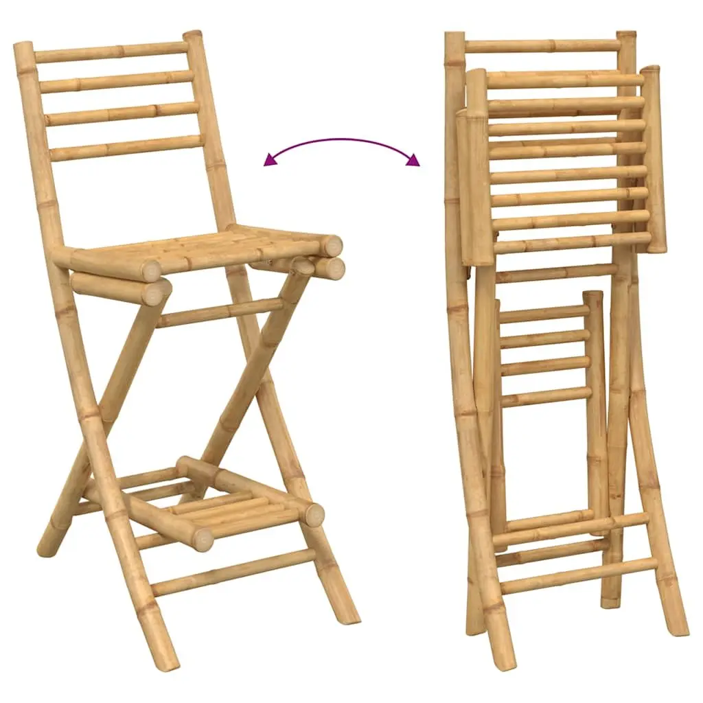 Outdoor Bar Set Brown 3 Piece Foldable Bamboo Garden Patio Furniture
