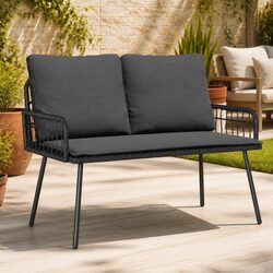 Compact Garden Bench with Cushion for Outdoor Use