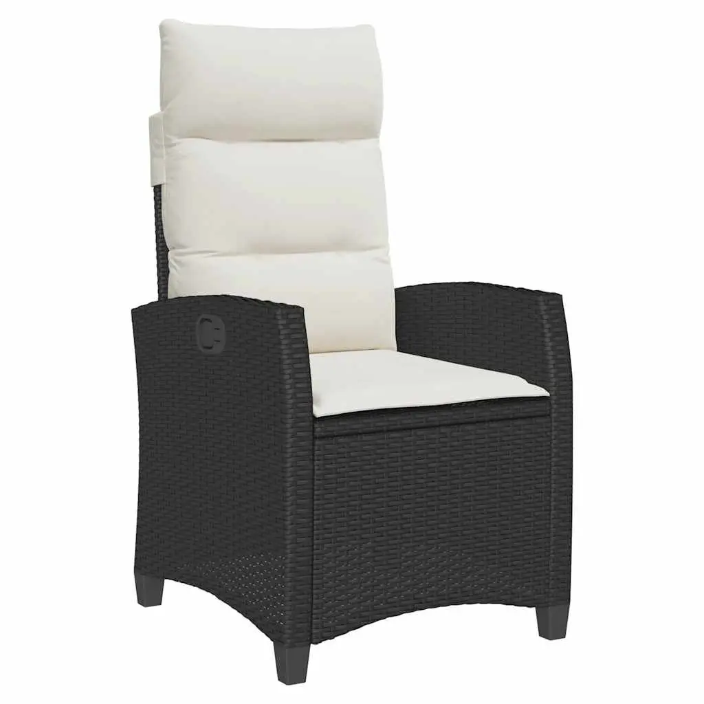 Reclining Garden Chair Black Adjustable Backrest with Foldable Side Table