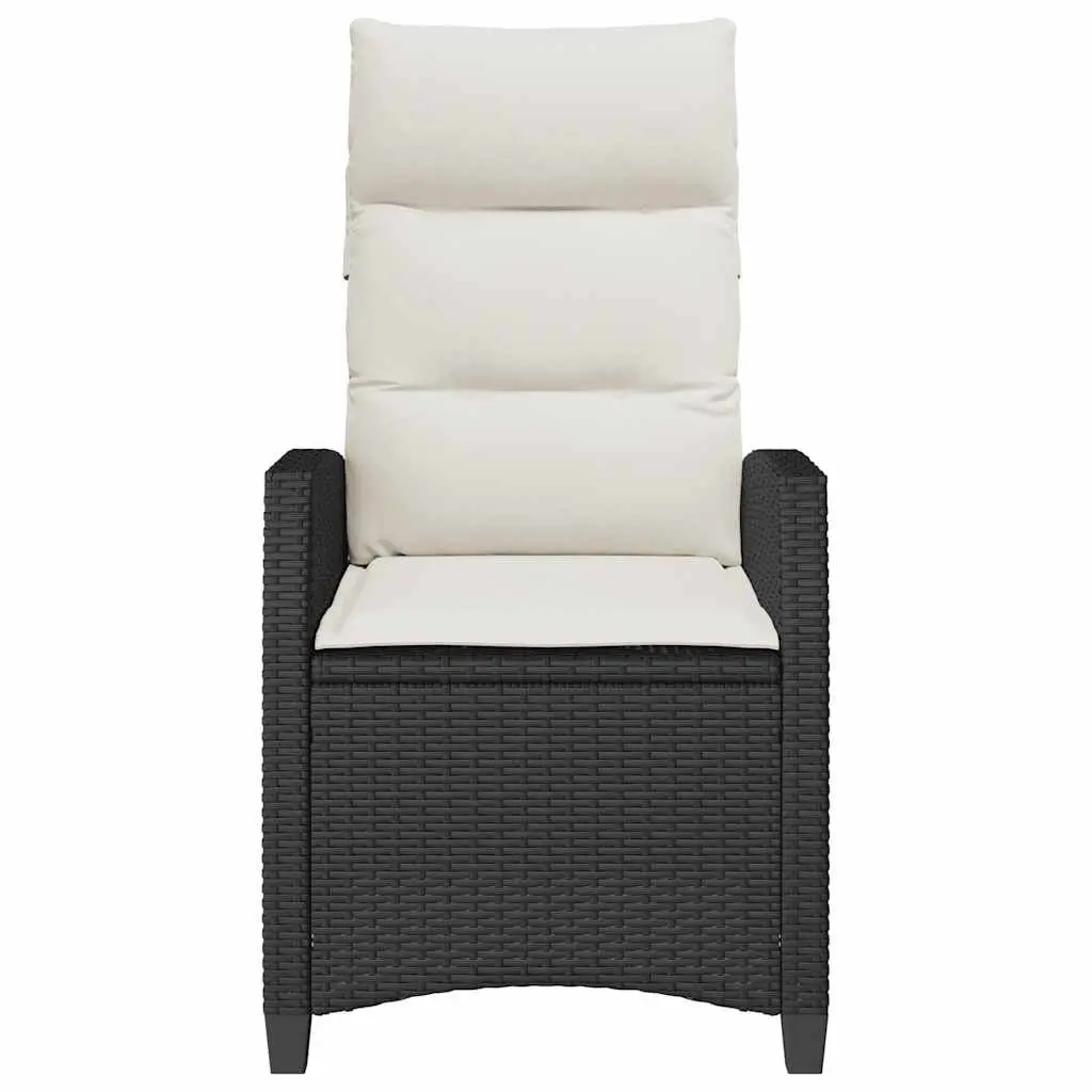 Reclining Garden Chair Black Adjustable Backrest with Foldable Side Table