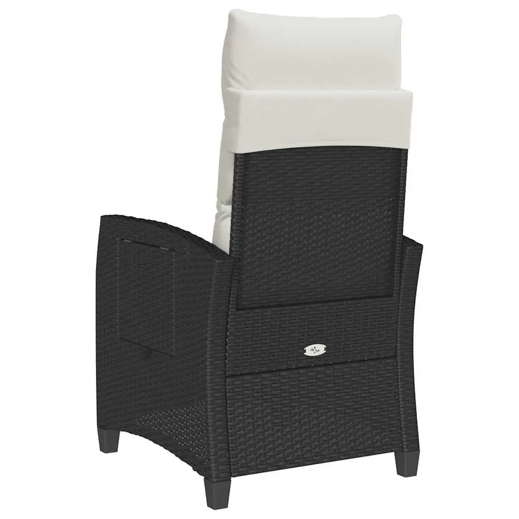 Reclining Garden Chair Black Adjustable Backrest with Foldable Side Table