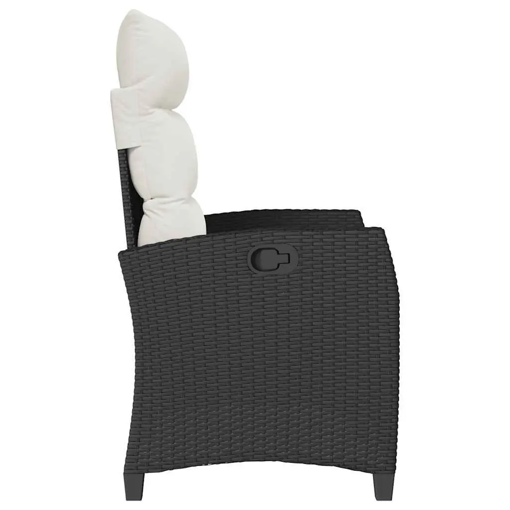 Reclining Garden Chair Black Adjustable Backrest with Foldable Side Table