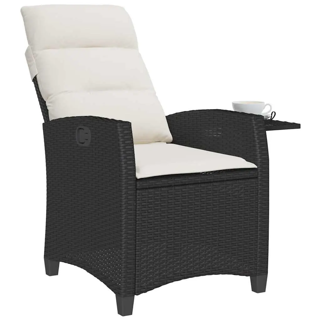 Reclining Garden Chair Black Adjustable Backrest with Foldable Side Table