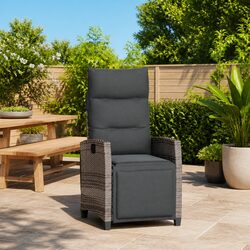 Stylish Grey Garden Reclining Chair with Side Table