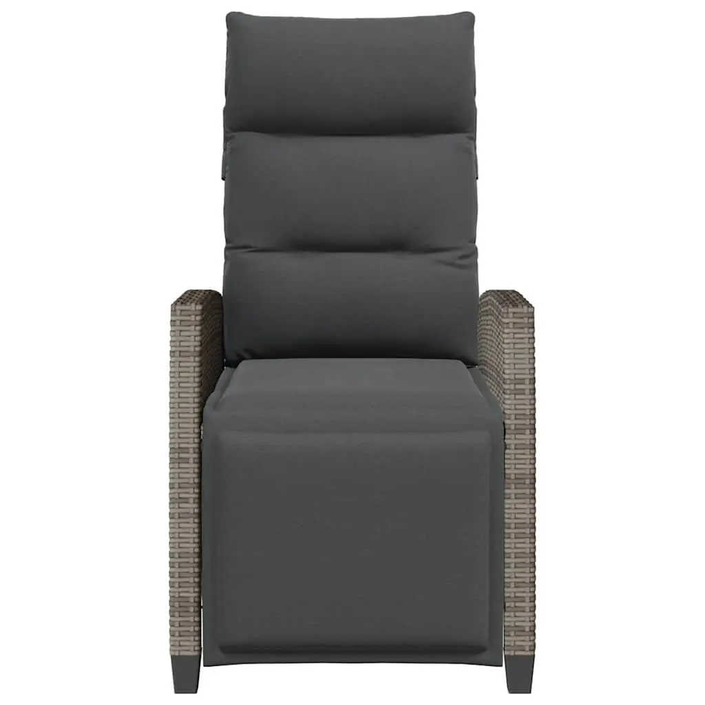 Reclining Garden Chair Grey Adjustable Backrest Foldable Side Table