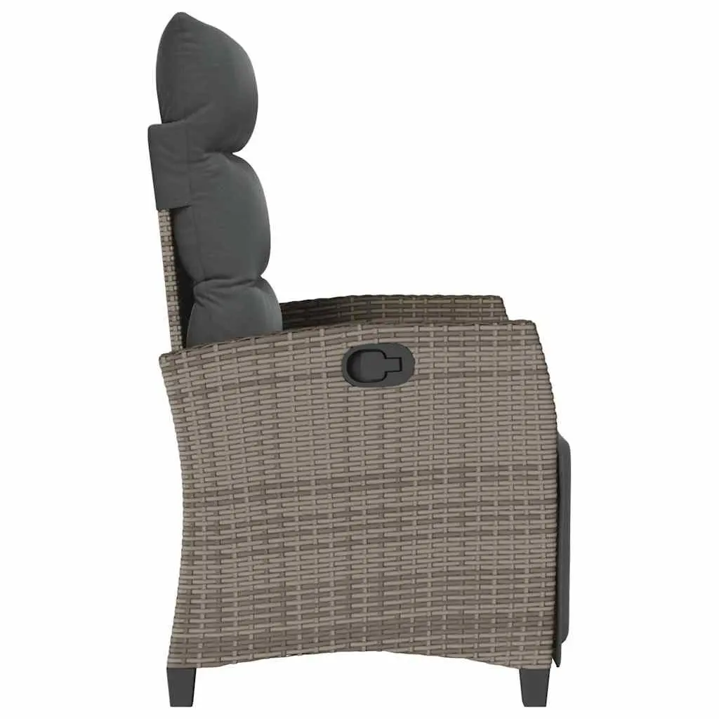 Reclining Garden Chair Grey Adjustable Backrest Foldable Side Table