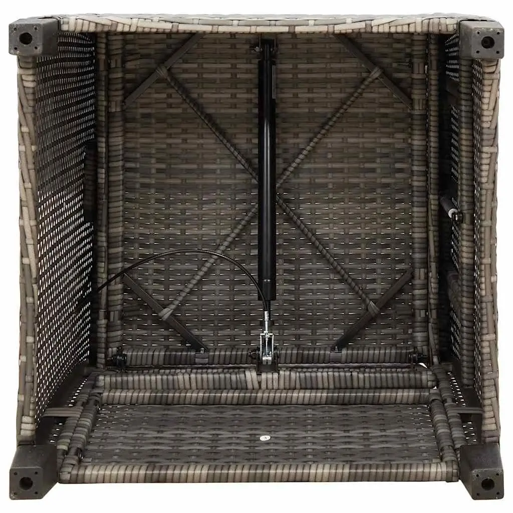 Reclining Garden Chair Grey Adjustable Backrest Foldable Side Table