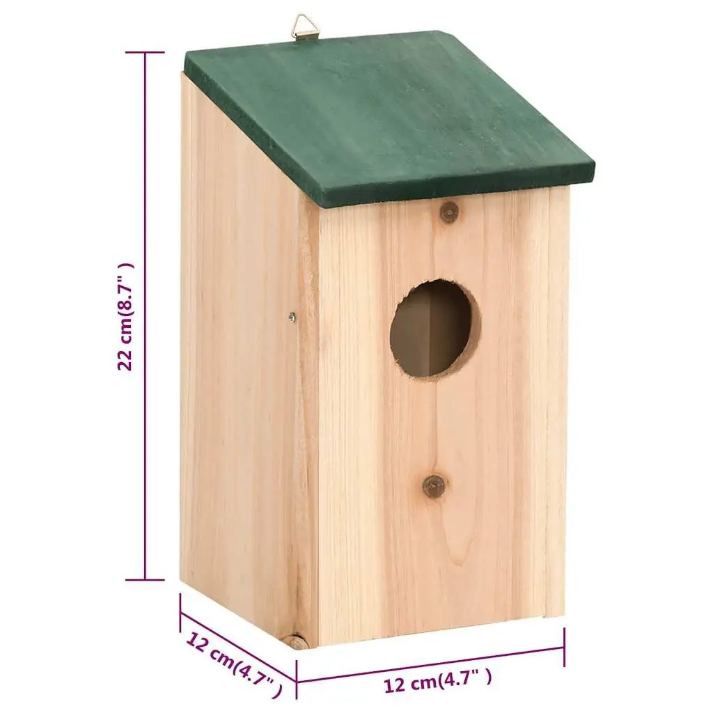 Wooden Bird House Beige Green Roof 4 Piece Set Garden Shelter