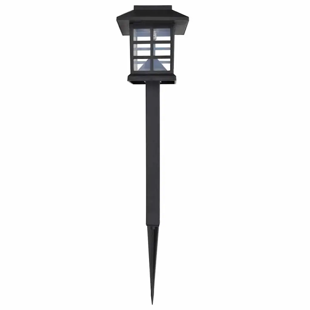 Outdoor Solar Lamp Black 12 Piece LED Light Set with Spike for Garden Patio Yard