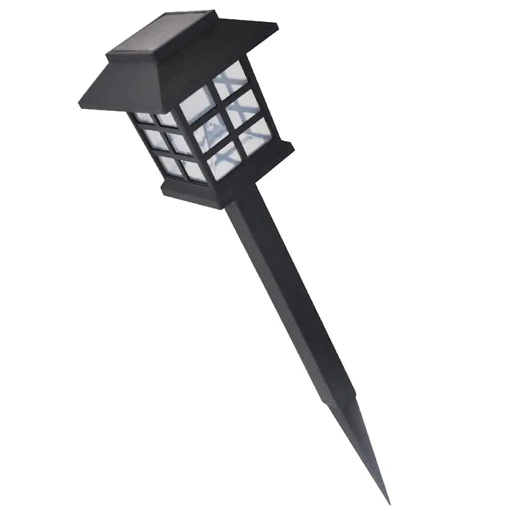 Outdoor Solar Lamp Black 12 Piece LED Light Set with Spike for Garden Patio Yard