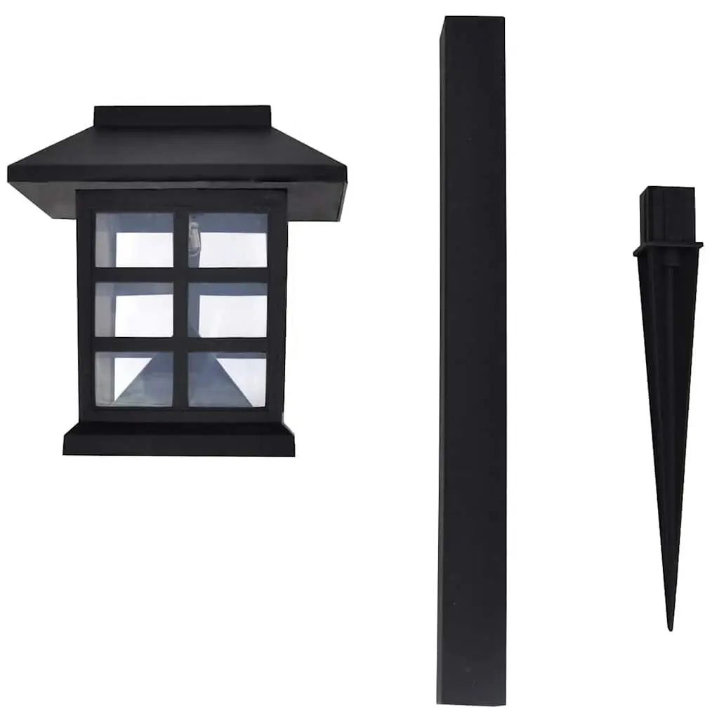 Outdoor Solar Lamp Black 12 Piece LED Light Set with Spike for Garden Patio Yard