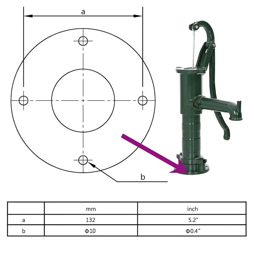 Hand Water Pump Green Manual Cast Iron Garden Pump for Ground Water Drawing System
