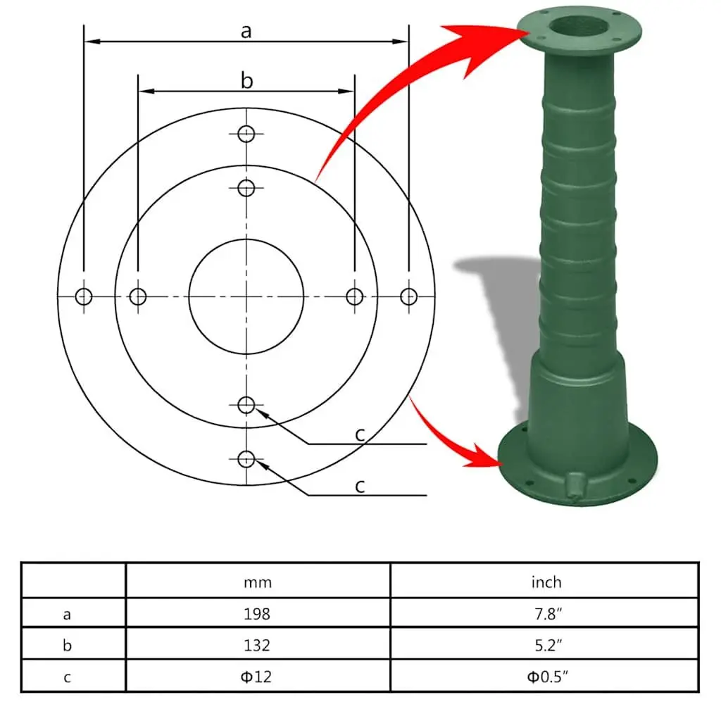 Cast Iron Stand for Garden Hand Water Pump 66cm Height Green