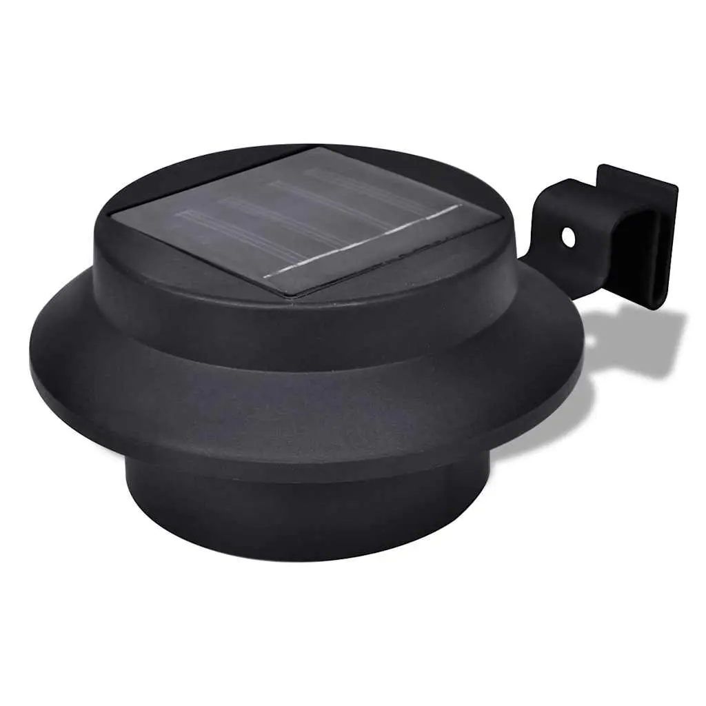 Solar Fence Light Set Black 6 Piece LED Outdoor Auto On Dusk to Dawn