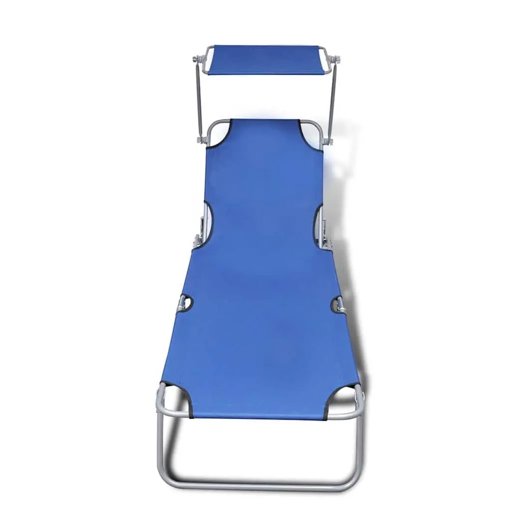 Folding Sun Lounger with Canopy and Backrest