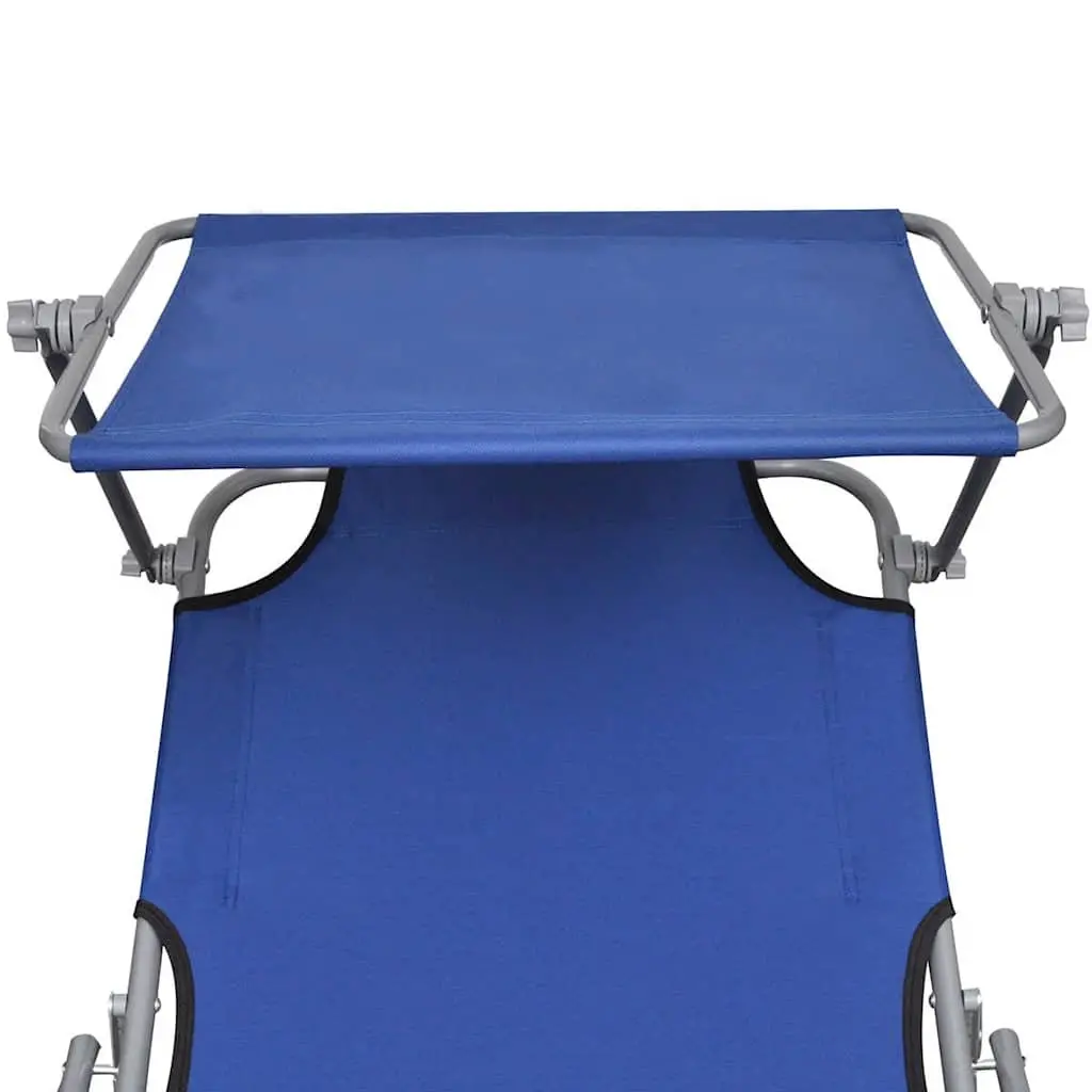 Folding Sun Lounger with Canopy and Backrest