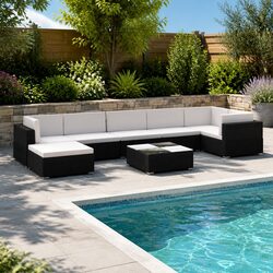 Garden Lounge Set 8 Piece Outdoor Furniture Poly Rattan Patio Seating with